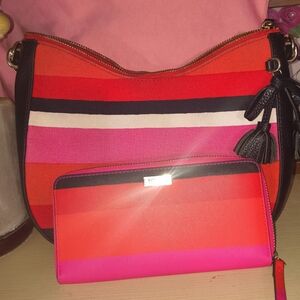 Kate Spade Hayes Street Aiden Hobo Bag Co-ordinating Bonita Stripe Wallet